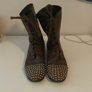 Steve Madden Brown Studded Combat Boot 9.5